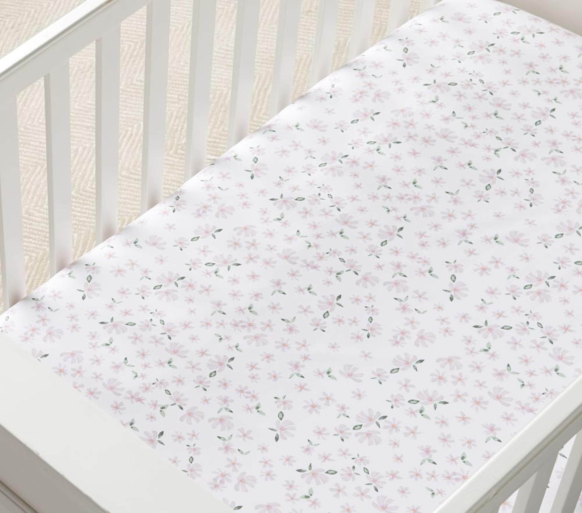 Organic Tiny Meredith Floral Cot Fitted Sheet pottery barn kids UK
